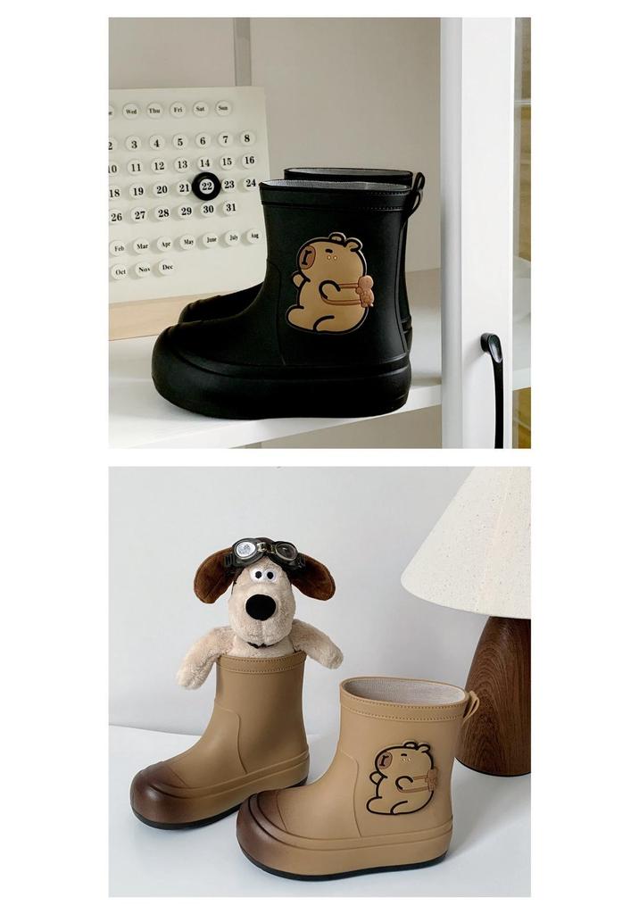 Capybara-Print Damen-Regenstiefel, knöchelhoch, rutschfest, wasserdicht