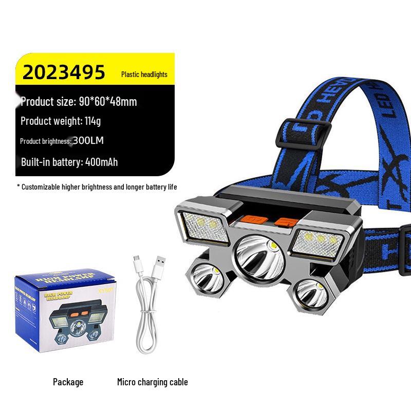 Dual-Light LED Laser Cannon Rechargeable Headlamp - Super Bright, Long Battery Life, Ideal for Night Fishing