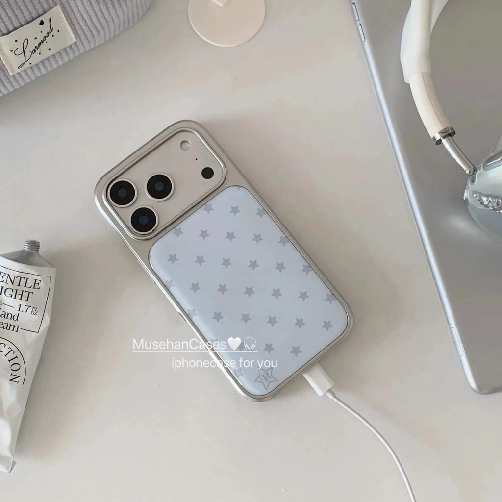 Coque de téléphone coréenne Ins Écran complet Étoiles Bleues Colle Goutte Électrodéposée Pour iPhone 17 Air 16 Pro Max 15 14 Plus 13 12 11 Housse Arrière