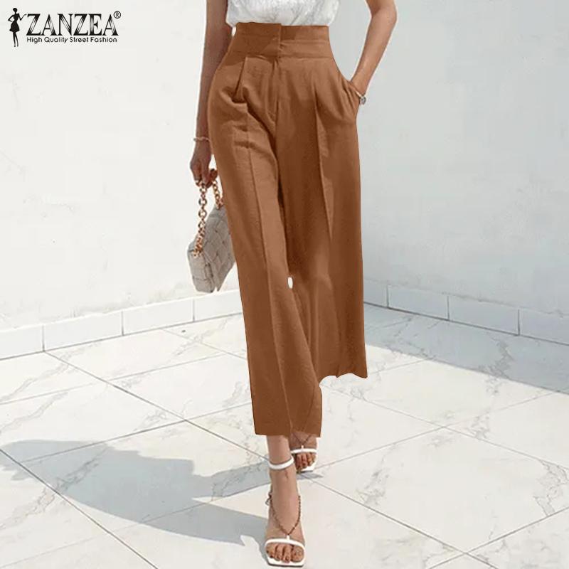 

ZANZEA Женщины Молния Брюки Летние Повседневные Укороченные Брюки