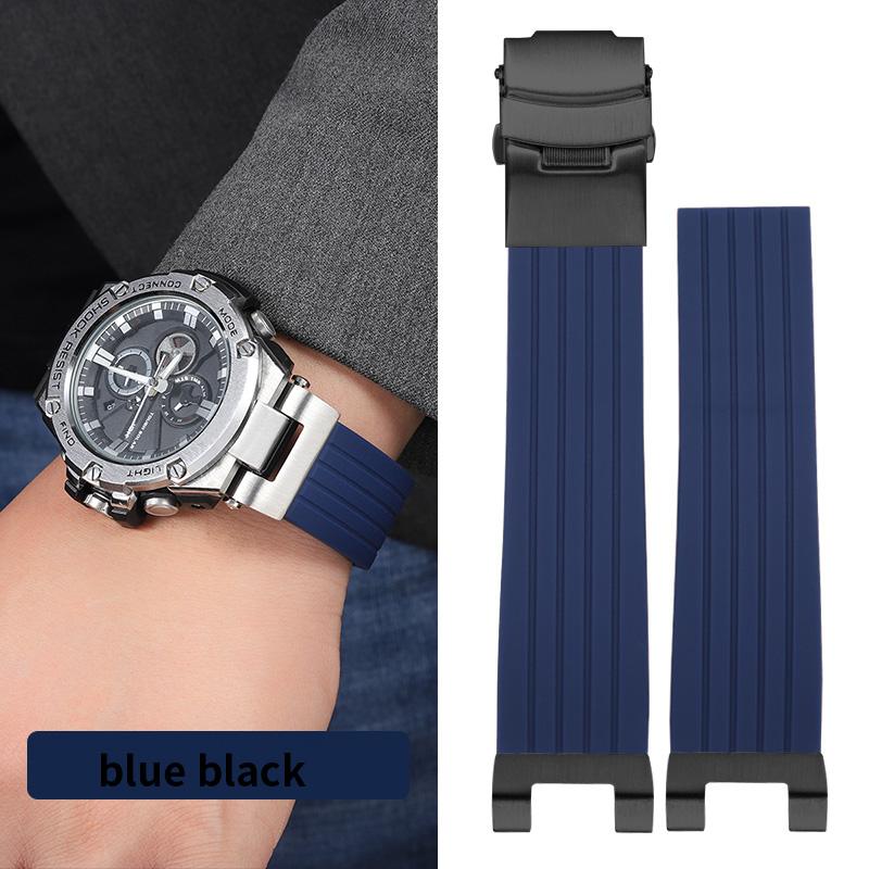 Modified Silicone Strap for Casio GSHOCK GST-B100 GST-S130/W300/400G/W110/S120 Diving Sport Wristband with Stainless Steel Adapt