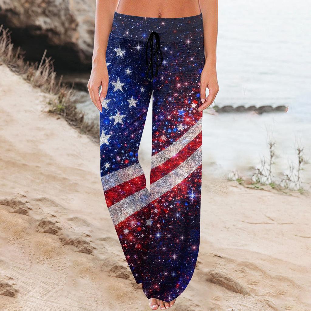Women's Fashion Loose-Fit Drawstring Elastic Waist Casual Printed Pants