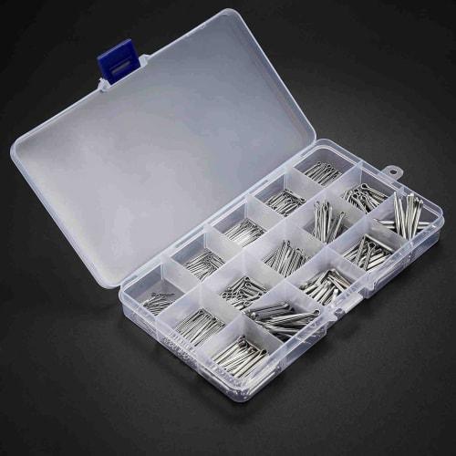 Cotter Pins, 15 Sizes, Set of 420, Clips, Cotter Pins, 304 Stainless Steel, for Automotive, Motorcycle Maintenance, Machinery, and More, Many Small Si
