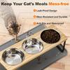 3 Bowls Cat Bowl Stand Iron Frame Elevated Pet Feeder Silicone Cat Bowl Mat Waterproof Anti-slip Pet Feeding Mat for Cats
