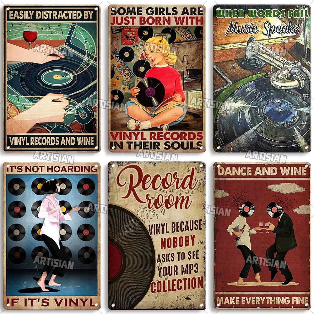 ARTISIAN Rusty Vinyl Records Metal Tin Sign Vintage Decorative Plate Classic Music Metal Sign Man Cave Home Studio Wall Decor