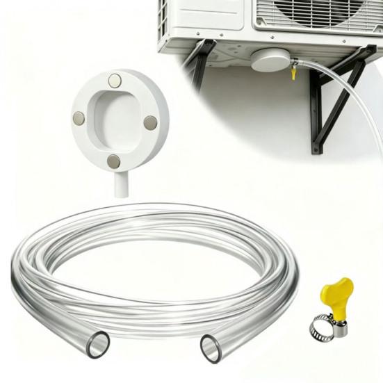 Magnetic Window AC Drain Kit 4/6/12FT Clear PVC Drain Hose with Stainless Steel Clamp No Drilling Flexible Weather-Resistant Condensate Drain Adapter