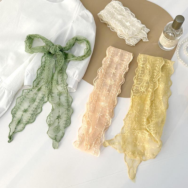 Silk scarf long strip high-end summer thin decorative versatile lace thin narrow small scarf headband