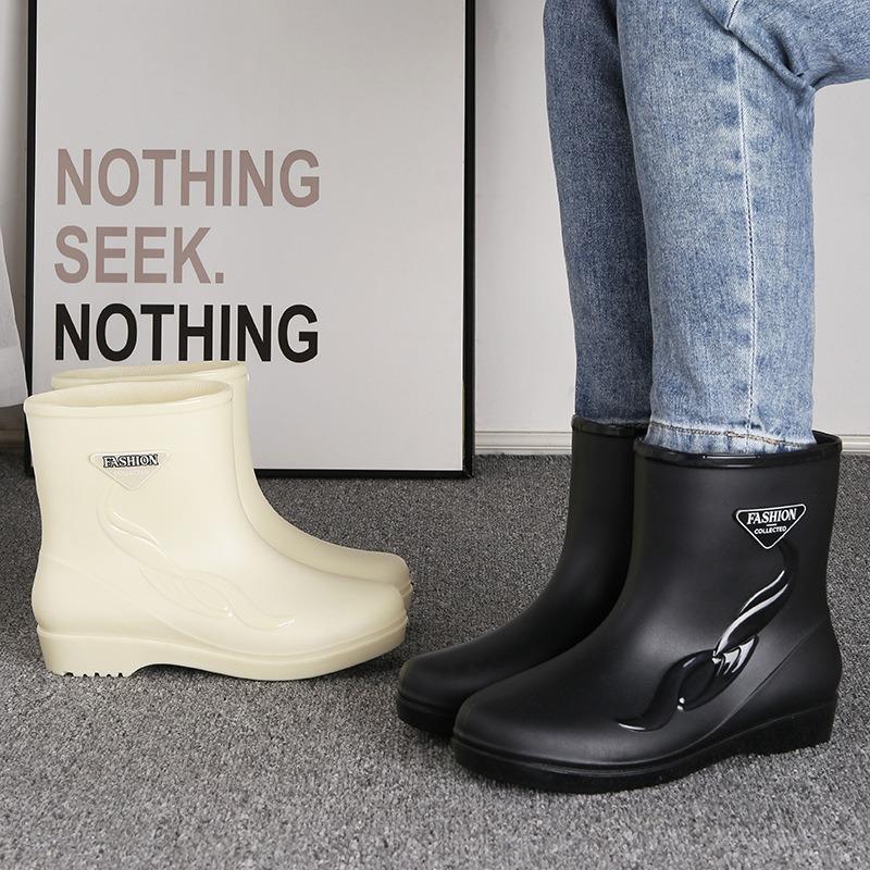 Short and medium tube waterproof rain shoes women's new adult warm and non-slip middle and old rain boots car wash kitchen rubber shoes water boots