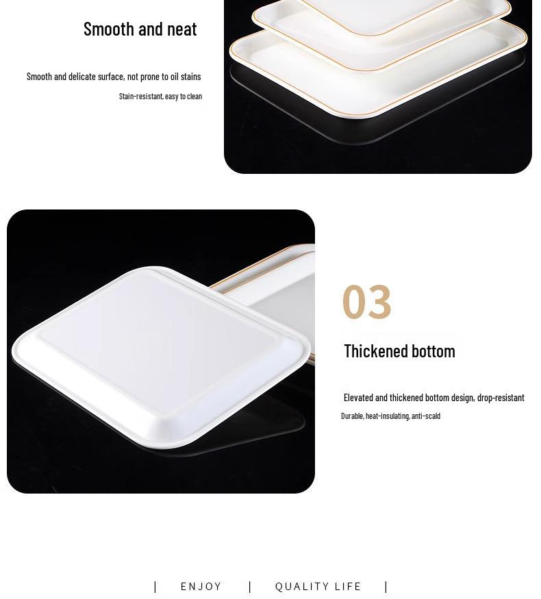 Commercial Rectangular Melamine Serving Tray for Cake, Dessert, Bread, Tea, and Fast Food Display
