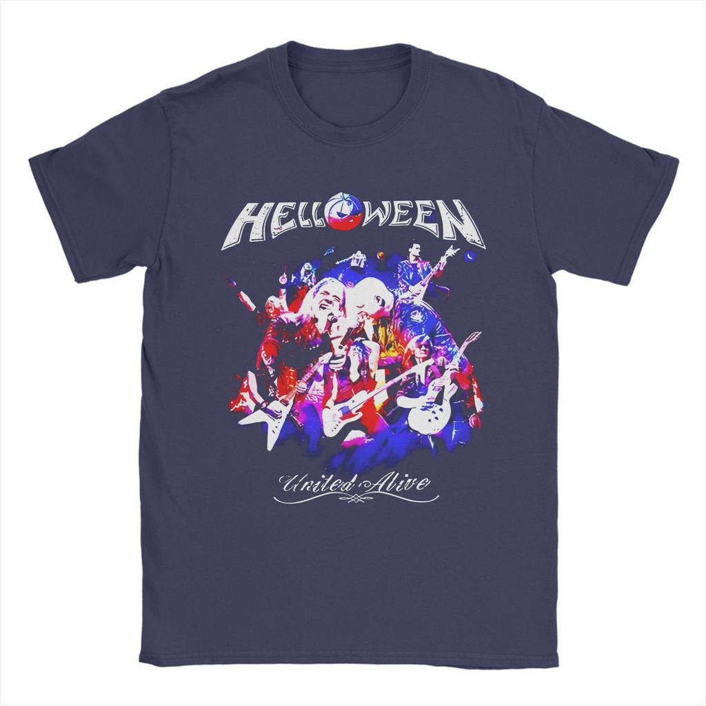Men T-Shirts Heavy Metal Helloween Band Funny Cotton Tees Short Sleeve German Power Rock T Shirts Round Neck Clothes Summer