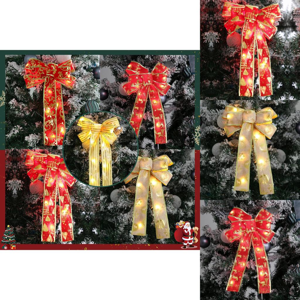 Elegant Christmas Decor Warm Light Bow Hanging Ornament For Festive Tree Display