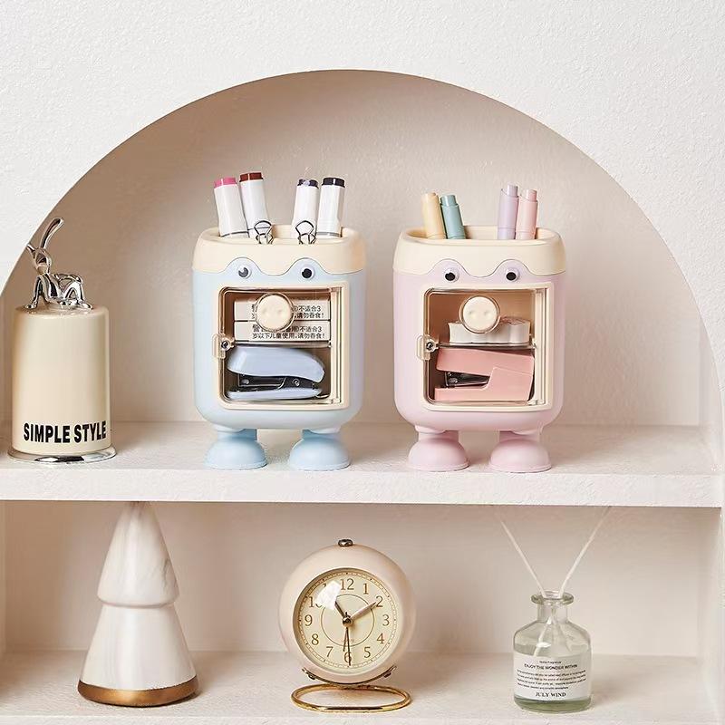 Boys and Girls Multifunctional Cartoon Cute Pig Pen Holder Large Capacity with Compartment Stationery Gift Storage Box