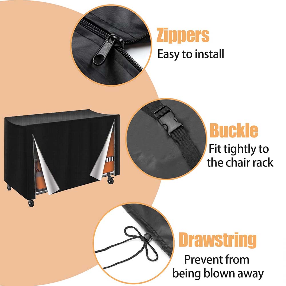 420D Oxford Cloth Folding Chair Storage Rack Cover Waterproof UV Resistant Size 186x89x107cm for Patio and Garden