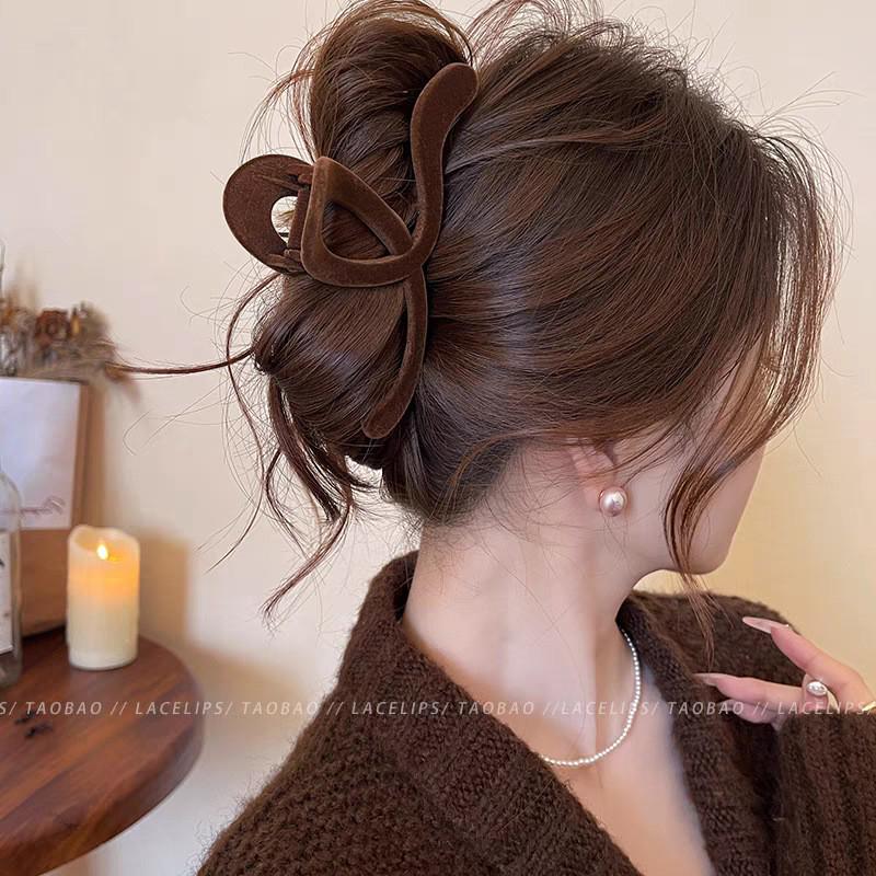 Premium Coffee-Colored Frosted Hairpin - Large All-Match Shark Clip for Elegant Hairstyles