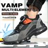 Rotating Buttons Men Boots Breathable Work Sneakers Men Safety Shoes Puncture-Proof Indestructible Shoes Non-slip Security Shoes