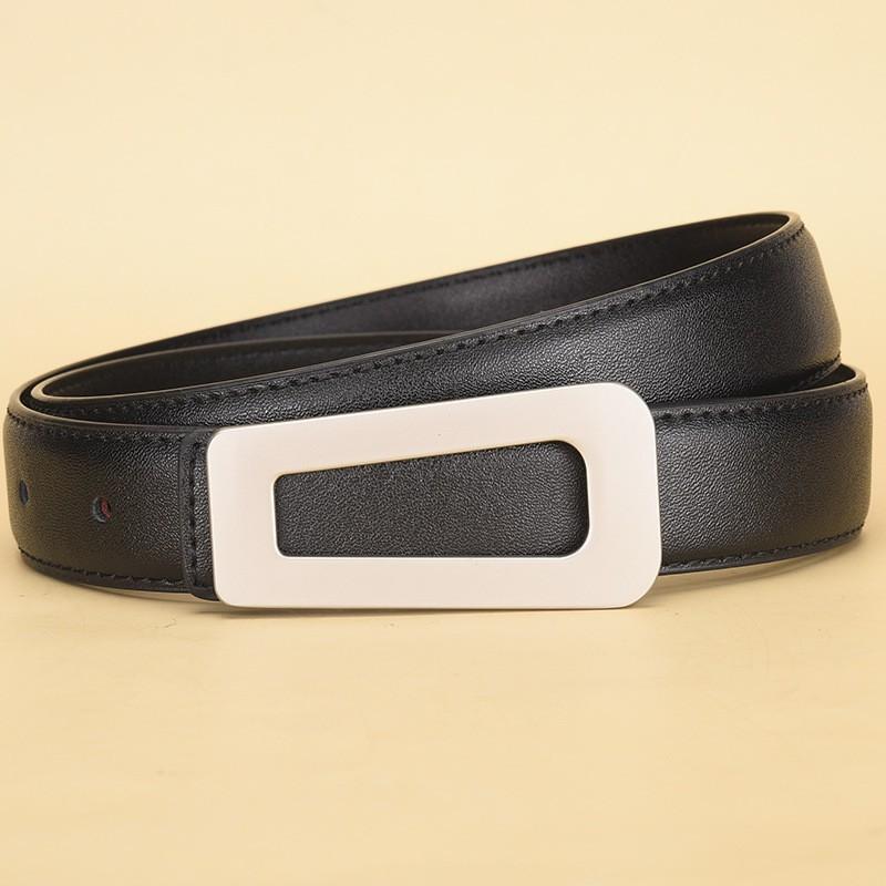 Womens Slim Leather Belt With Alloy Buckle Minimalist Korean Style Black Waistband Jeans Streetwear Fashion 100 cm