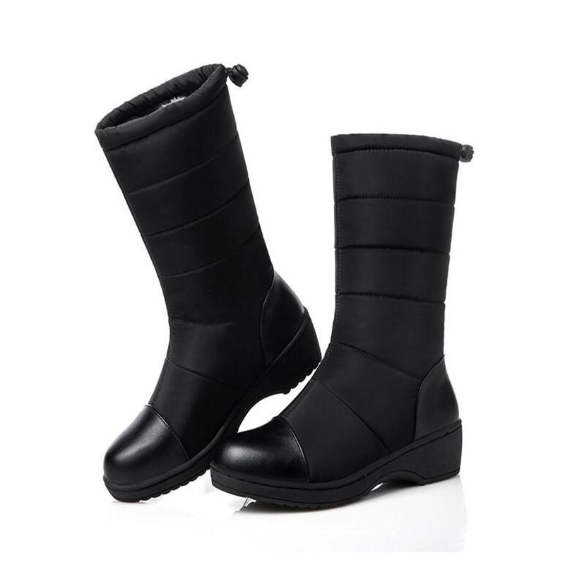 Waterproof Winter Girls Shoes Women Down Snow Boots South Korea Style Platform Wedges Mid Calf Boots Female Plush Warm