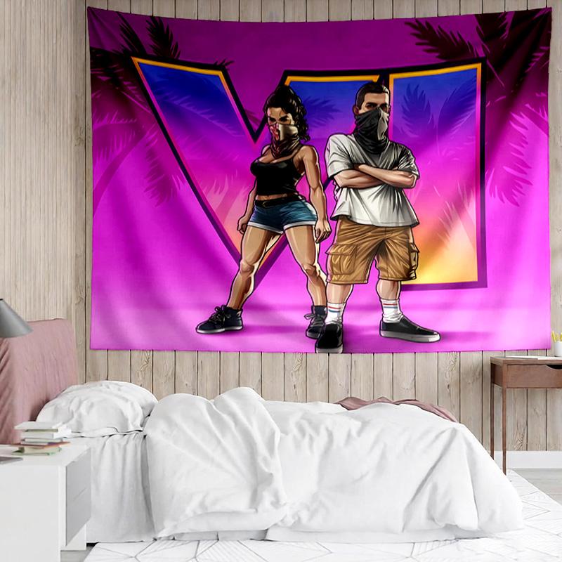 Game Grand Theft Auto Tapestry for Bedroom Aesthetic Classroom Tapestries Wall Hanging for Living Room Dorm Office,Ideal Creative Gift