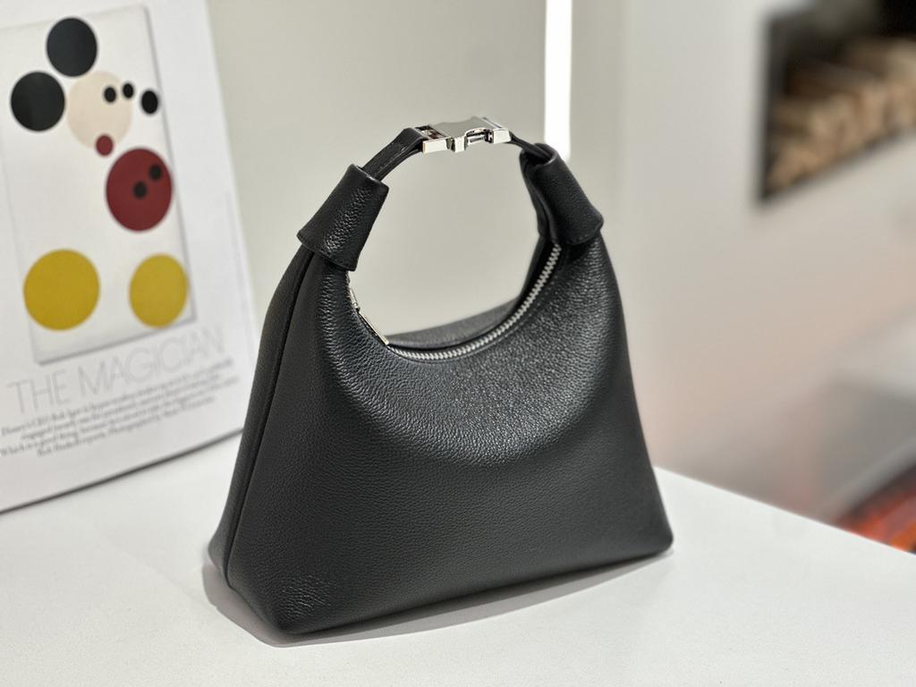 Leather lunch box bag, high-end niche casual messenger bag 2025 new hand-carried crescent bag, fashionable and simple portable