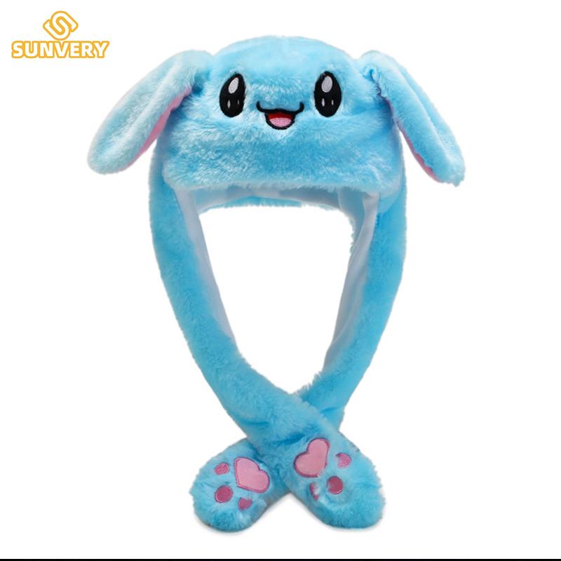 Non-Toxic Jumping Rabbit Hat Plush Ear Funny Glowing Ear Moving Bunny Hat Cosplay Halloween Christmas Party Hat 5-18 Years And Adult