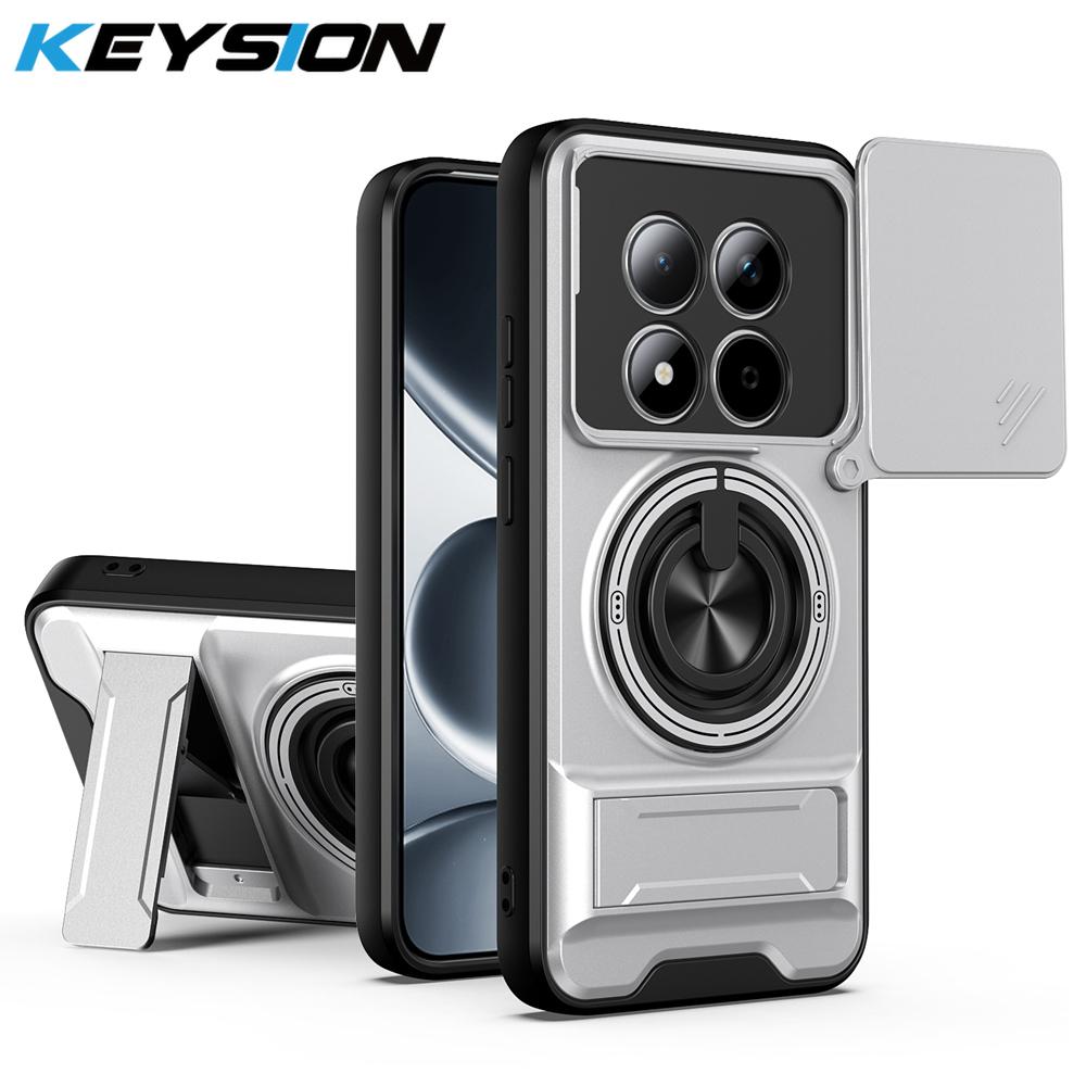 KEYSION Magnetic Phone Case for Redmi Note 15 Pro+ 5G 15 Pro 4G 5G Slide Camera Protection Upright Kickstand Ring Shockproof Back Cover