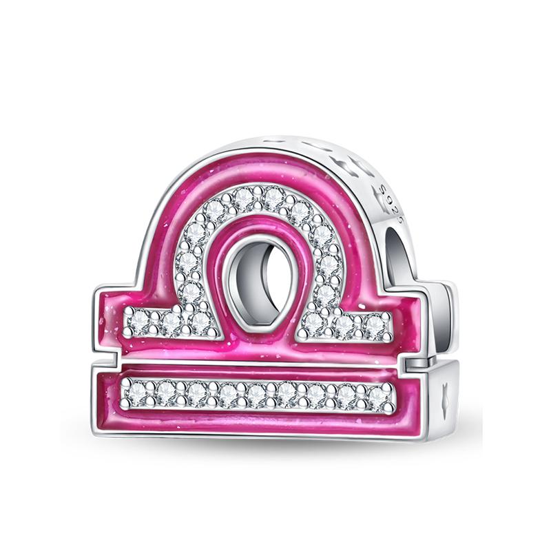 100% Copper Metal 26 Letter Shiny Princess Pink Series Charm Bead Components Bead Components Compatible With Authentic Original Bracelets Do It