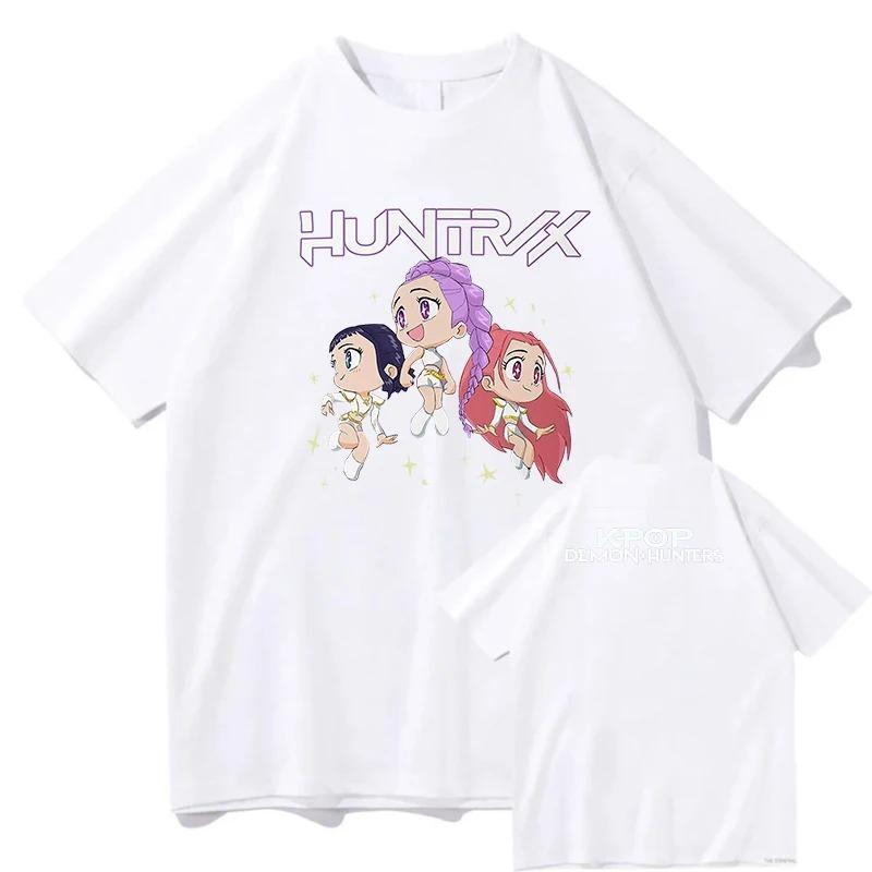 Trend Loose Tops Unisex Street Hip Hop Fashion Casual T-Shirt Anime K-Pop Demon Hunters Tees Harajuku O-neck Casual Shirt Gift