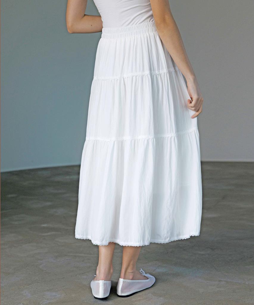 HYFVE Cotton Lace Tiered Long Skirt