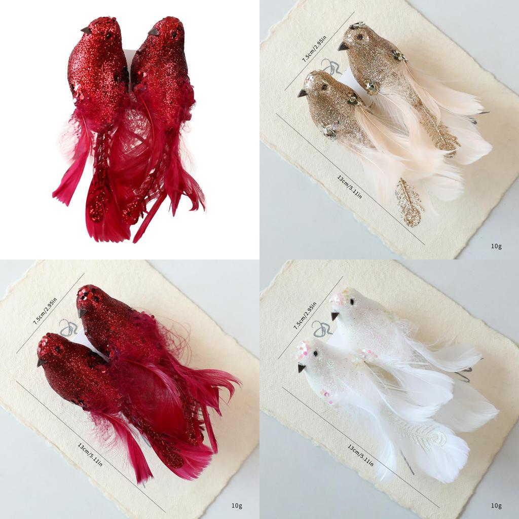 Christmas Tree Ornament Set With Foam Birds For Holiday Decorations And Seasonal Display