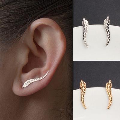 1 par de pendientes elegantes a la moda para mujer, Mini pendientes con forma de hoja y diamantes de imitación, joyería