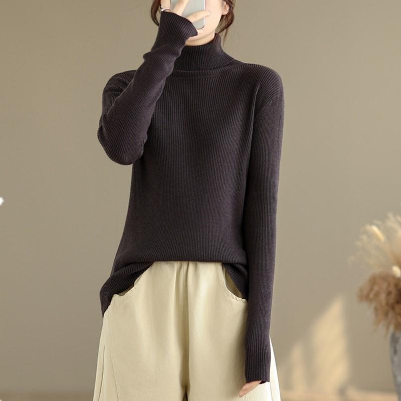 Dzianinowy casualowy oversize vintage wiosna jesień zima sweter pulower damski swetry