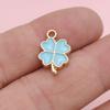 10pcs Gold Plated Green Lucky Enamel Clover Flower Charm for Jewelry Making Necklace Handmade Bracelet Accessories DIY