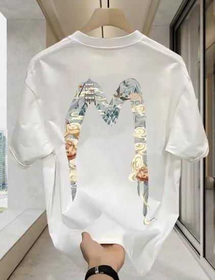 High-quality Heavyweight Cotton Printed Short-sleeved T-shirt for Young Men and Women. Summer Trendy Brand Loose Round-neck Top.
