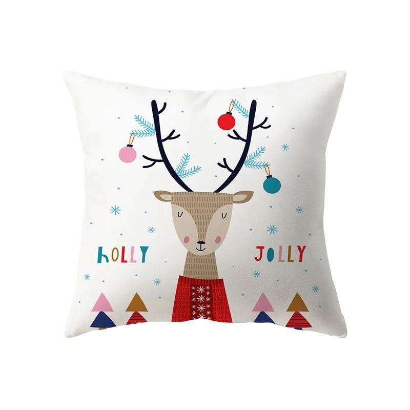 Christmas Decoration Santa Claus Print Pattern Cushion Cover Home Living Room Sofa Square Pillow Cover