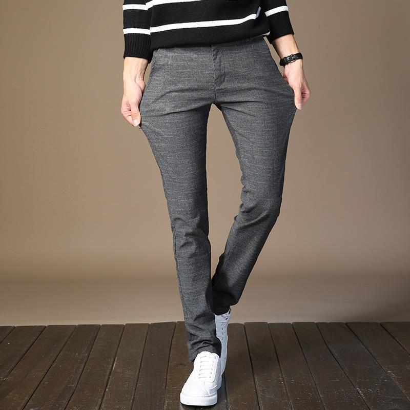 Summer New Korean Version of The Young Men's Trousers Fashion Men's Elastic Casual Trousers Slim Small Straight Trousers