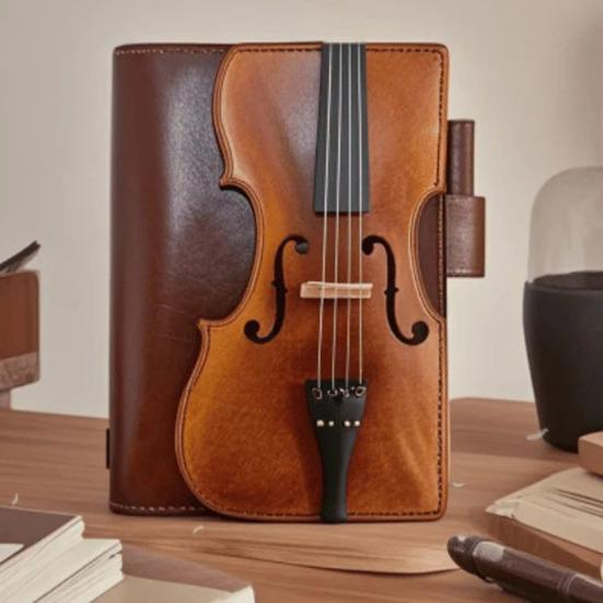 Vintage Violin Faux Leather Notebook Retro Journal with Musical Note Design Musical Gift for Musicians Collectors