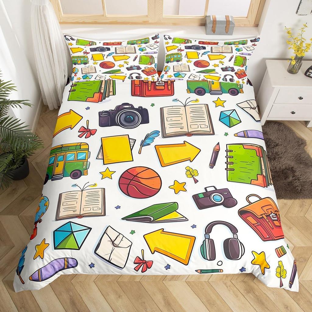 Magic Book King Twin Queen Duvet Cover Set Planet Galaxy Bedding Set Microfiber Star Comforter Cover for Kids Boys Girls Student
