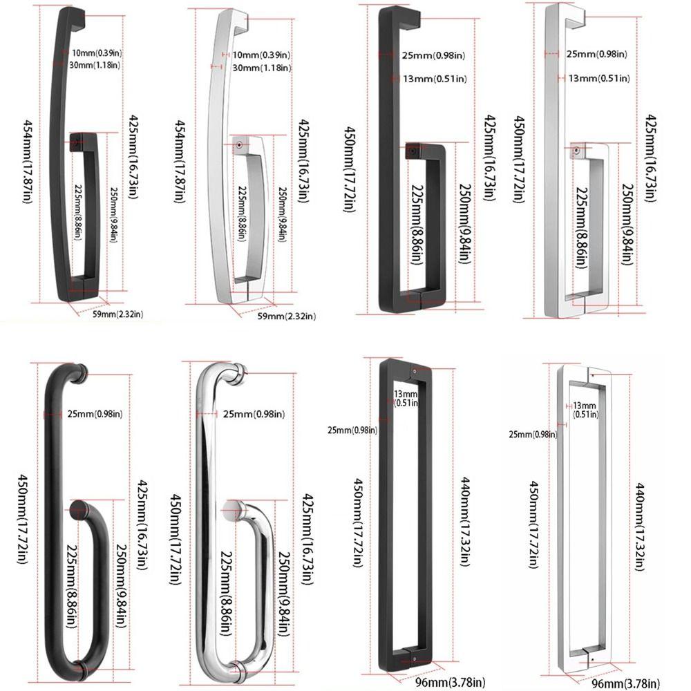 304 Stainless Steel Shower Room Handle Thickened Design Bright Black Finish Bathroom Handle High-End Atmosphere Copper Core