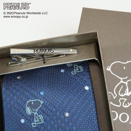 Tie and Tie Bar Set PN914458 Navy 002 SNOOPY Branded Tie Gift [Peanuts] Tie, Pin,