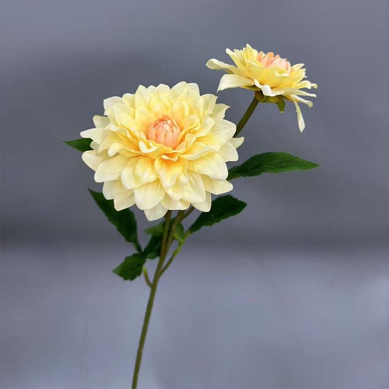 

Два искусственных цветка георгина, цветы для украшения свадебной сцены на открытом воздухе, материалы для украшения дома, гостиной жёлтый