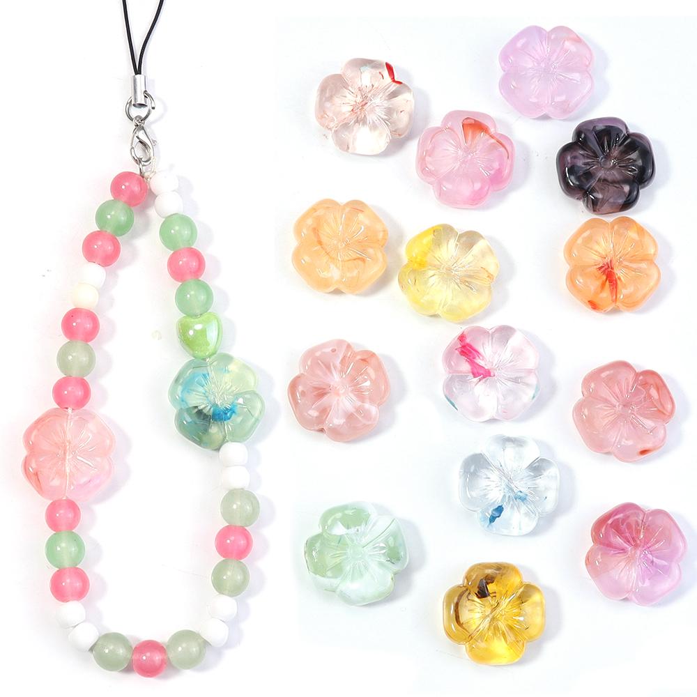 10pcs/lot Colorful Flower Acrylic Beads Four Petal Flower Beads Loose Spacer For Jewelry Making Bracelet Necklace Accessories