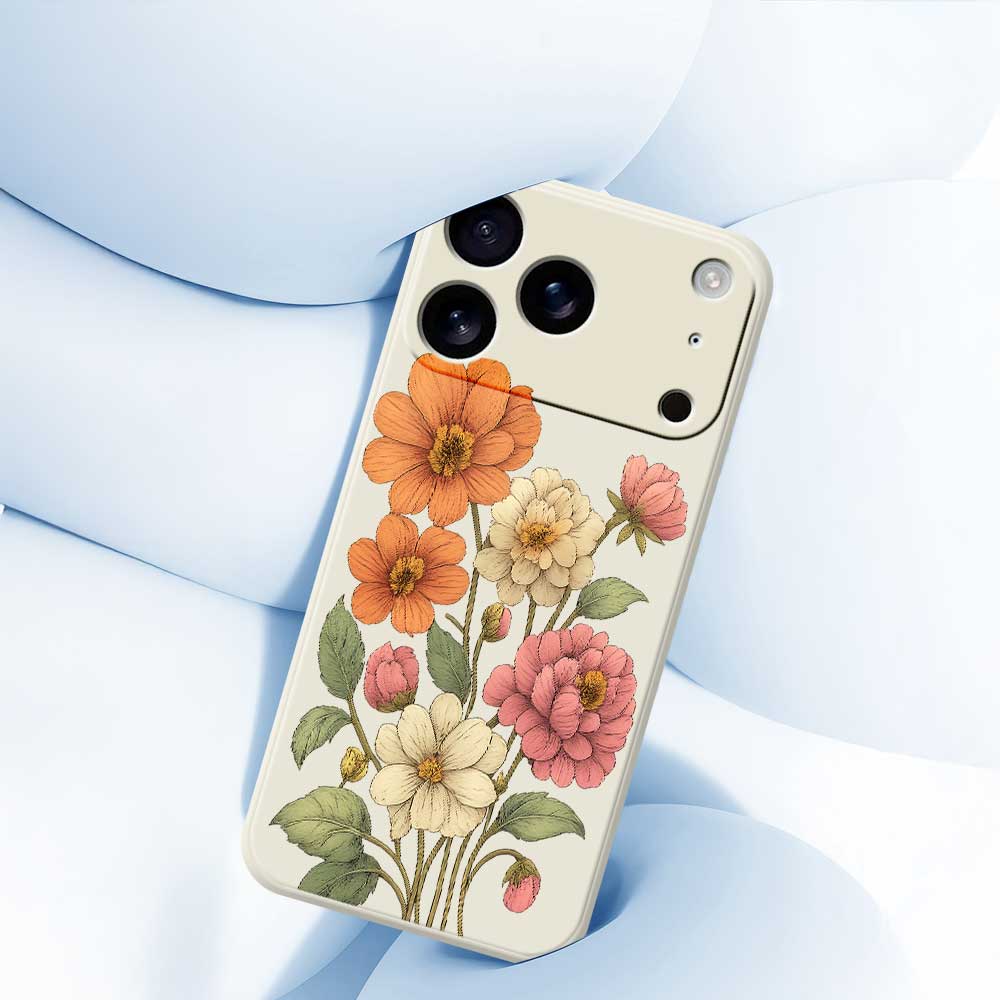 For iPhone 17 Pro Max Case Beautiful Flowers Pattern Printing Straight Edge TPU Phone Back Cover