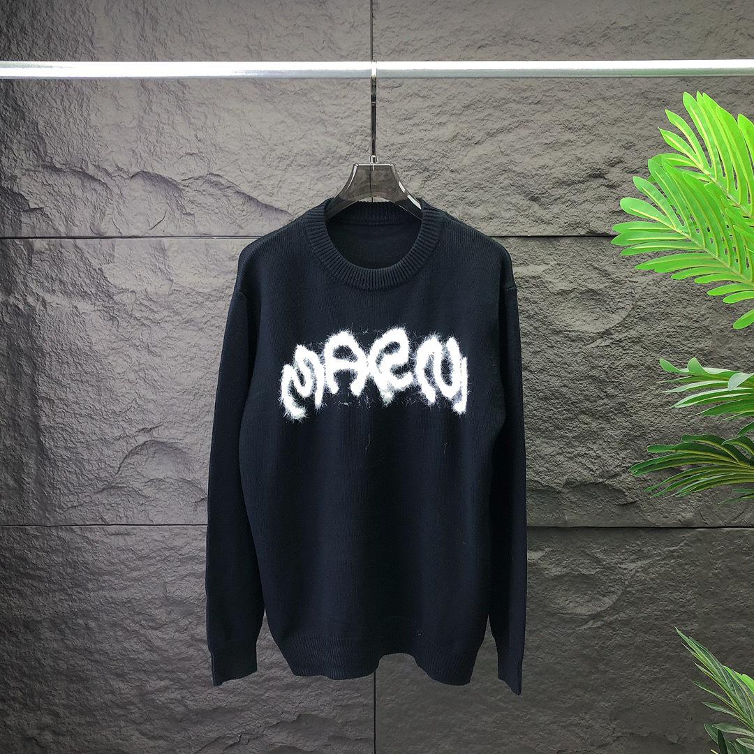 Unisex Trendy Knit Round Neck Sweater with Letter Jacquard - European & American Style Extra Large