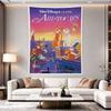 The Aristocats classic Disney poster shows Duchess and O'Malley on Paris rooftops at sunset, pink orange sky, charming vintage Room Decor Accent