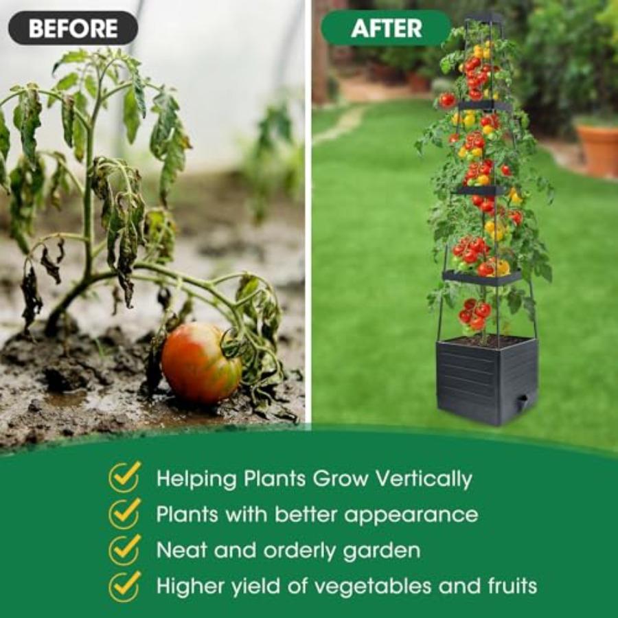 4Pack Raised Garden Bed Planter Boxes with Trellis 57 Self-Watering Tomato Planter Boxes with Trellis for Climbing Vegetable an