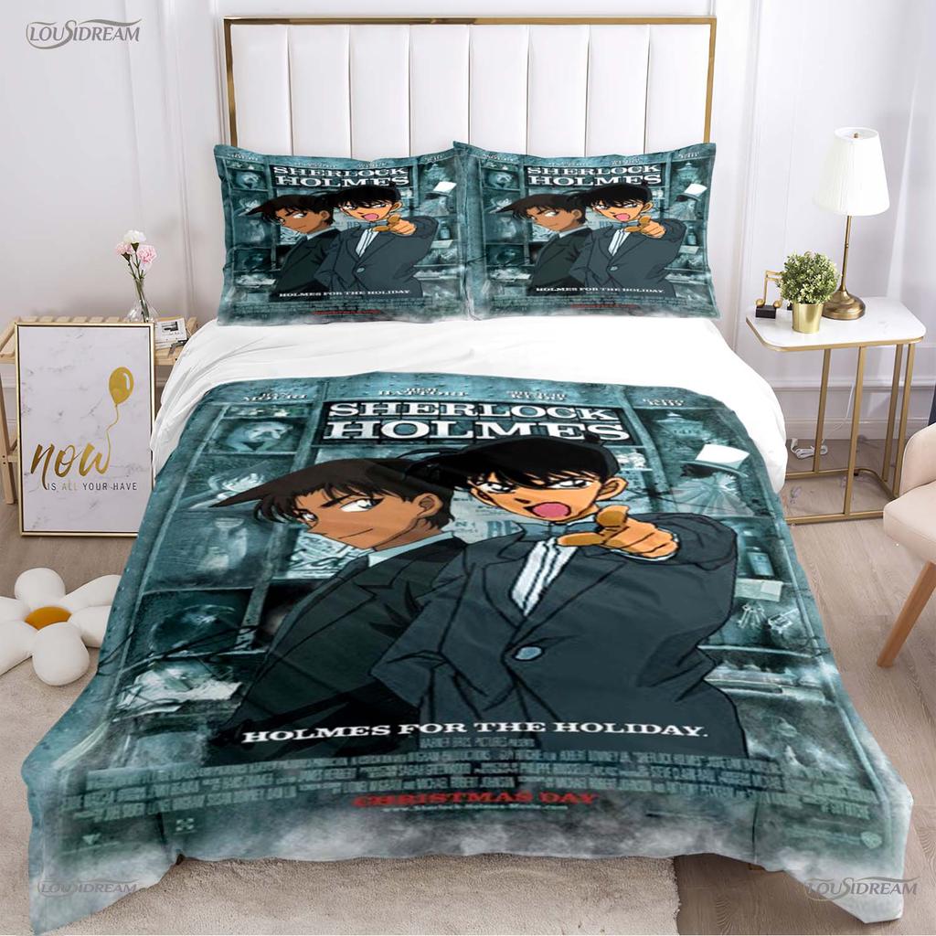 Detect Conan carton anime All Season Duvet Cover Comforter Bedding Set Soft Quilt Cover and Pillowcases Single/Double/Queen/King