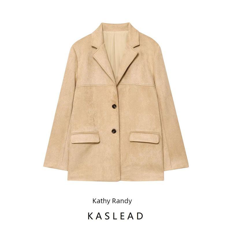 Kaslead New Women Clothes Western Style Fashion Simple Loose Suede Blazers