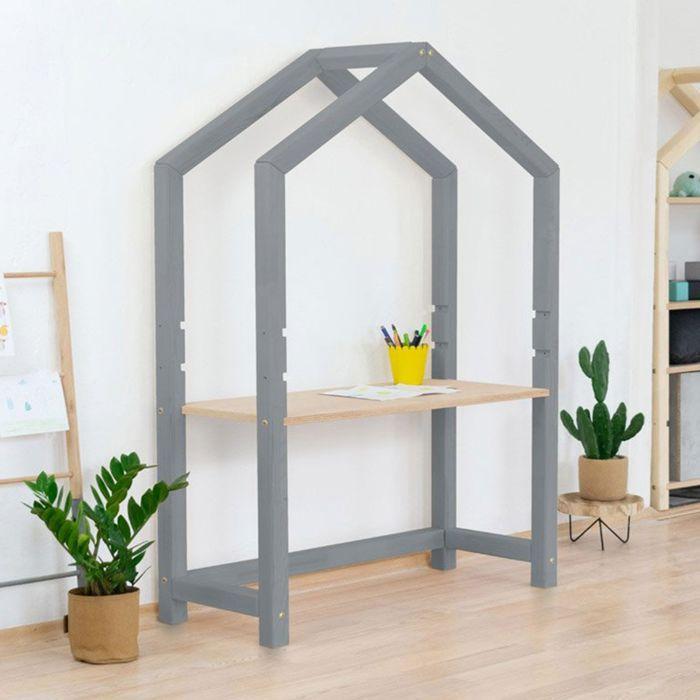 Bureau enfant cabane STOLLY gris et naturel