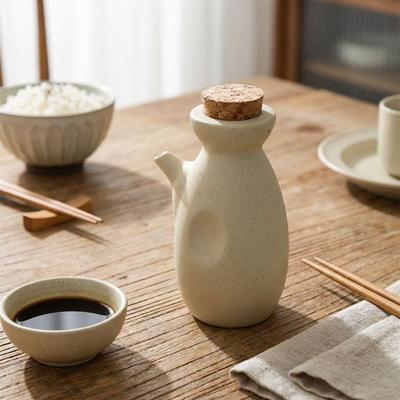 Dřevěné víko Nádoba na sójovou omáčku Japonský styl Láhev na koření Keramický dávkovač oleje Kuchyně