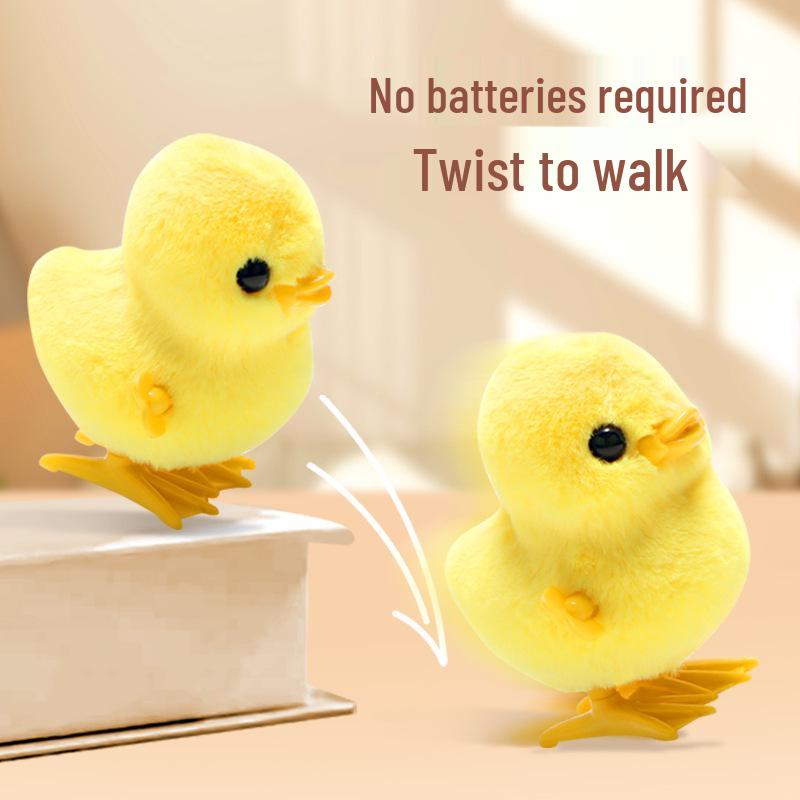 Children's Wind-up Jumping Plush Chick Simulation Nostalgic Toy